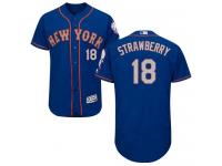 Royal-Gray Darryl Strawberry Men #18 Majestic MLB New York Mets Flexbase Collection Jersey