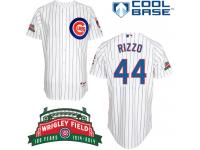 White Anthony Rizzo Youth #44 Majestic MLB Chicago Cubs Cool Base Home Jersey