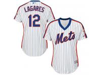 White Authentic Juan Lagares Women's Jersey #12 Cool Base MLB New York Mets Majestic Alternate