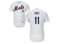 White Authentic Norichika Aoki Home Men's Jersey #11 Flex Base MLB New York Mets Majestic