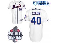 White Bartolo Colon Men #40 Majestic MLB New York Mets 2015 World Series Cool Base Alternate Jersey
