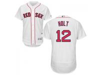 White Brock Holt Men #12 Majestic MLB Boston Red Sox Flexbase Collection Jersey