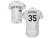 White Carlos Estevez Men #35 Majestic MLB Colorado Rockies Flexbase Collection Jersey