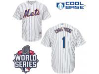 White Chris Young Men #1 Majestic MLB New York Mets 2015 World Series Cool Base Home Jersey