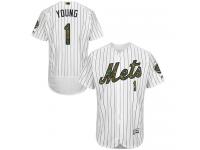 White Chris Young Men #1 Majestic MLB New York Mets 2016 Memorial Day Fashion Flex Base Jersey