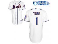 White Chris Young Men #1 Majestic MLB New York Mets Cool Base Alternate Jersey