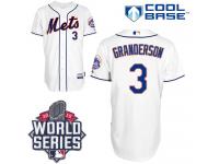 White Curtis Granderson Men #3 Majestic MLB New York Mets 2015 World Series Cool Base Alternate Jersey