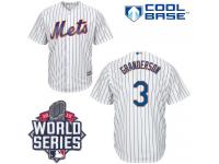 White Curtis Granderson Men #3 Majestic MLB New York Mets 2015 World Series Cool Base Home Jersey