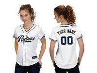 White Customized Women Majestic MLB San Diego Padres Cool Base Home Jersey