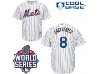White Gary Carter Men #8 Majestic MLB New York Mets 2015 World Series Cool Base Home Jersey