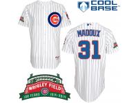 White Greg Maddux Men #31 Majestic MLB Chicago Cubs Cool Base Home Jersey