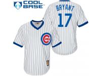White Kris Bryant Men #17 Majestic MLB Chicago Cubs Cooperstown Home Jersey