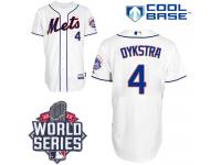 White Lenny Dykstra Men #4 Majestic MLB New York Mets 2015 World Series Cool Base Alternate Jersey