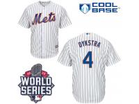 White Lenny Dykstra Men #4 Majestic MLB New York Mets 2015 World Series Cool Base Home Jersey