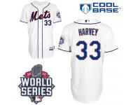 White Matt Harvey Men #33 Majestic MLB New York Mets 2015 World Series Cool Base Alternate Jersey