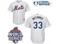 White Matt Harvey Men #33 Majestic MLB New York Mets 2015 World Series Cool Base Home Jersey