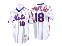 White Pinstripe Throwback Darryl Strawberry Men #18 Mitchell And Ness MLB New York Mets Jersey