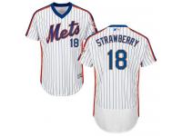 White-Royal Darryl Strawberry Men #18 Majestic MLB New York Mets Flexbase Collection Jersey