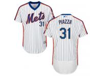 White-Royal Mike Piazza Men #31 Majestic MLB New York Mets Flexbase Collection Jersey