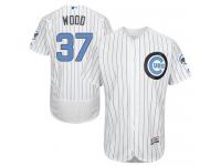 White Travis Wood Men #37 Majestic MLB Chicago Cubs 2016 Father Day Fashion Flex Base Jersey
