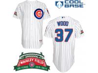 White Travis Wood Men #37 Majestic MLB Chicago Cubs Cool Base Home Jersey