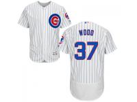 White Travis Wood Men #37 Majestic MLB Chicago Cubs Flexbase Collection Jersey