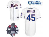 White Zack Wheeler Men #45 Majestic MLB New York Mets 2015 World Series Cool Base Alternate Jersey
