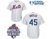White Zack Wheeler Men #45 Majestic MLB New York Mets 2015 World Series Cool Base Home Jersey