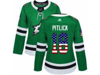 Women Adidas Dallas Stars #18 Tyler Pitlick Green USA Flag Fashion NHL Jersey