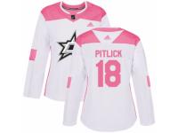 Women Adidas Dallas Stars #18 Tyler Pitlick White/Pink Fashion NHL Jersey