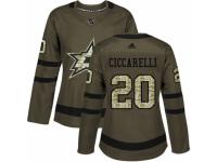 Women Adidas Dallas Stars #20 Dino Ciccarelli Green Salute to Service NHL Jersey