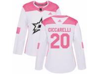 Women Adidas Dallas Stars #20 Dino Ciccarelli White/Pink Fashion NHL Jersey
