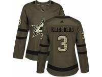 Women Adidas Dallas Stars #3 John Klingberg Green Salute to Service NHL Jersey