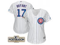 Women Kris Bryant #17 Chicago Cubs 2017 Postseason White Cool Base Jersey