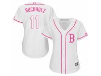 Women Majestic Boston Red Sox #11 Clay Buchholz White Fashion MLB Jersey