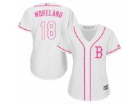 Women Majestic Boston Red Sox #18 Mitch Moreland White Fashion MLB Jersey