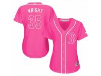 Women Majestic Boston Red Sox #35 Steven Wright Pink Fashion MLB Jersey