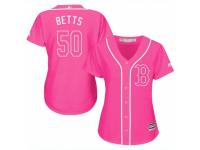 Women Majestic Boston Red Sox #50 Mookie Betts Pink Fashion MLB Jersey