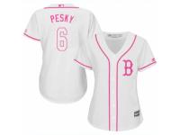 Women Majestic Boston Red Sox #6 Johnny Pesky White Fashion MLB Jersey