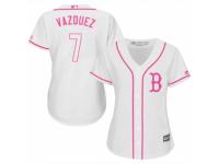 Women Majestic Boston Red Sox #7 Christian Vazquez White Fashion MLB Jersey