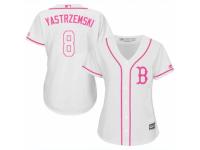 Women Majestic Boston Red Sox #8 Carl Yastrzemski White Fashion MLB Jersey