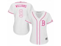 Women Majestic Boston Red Sox #9 Ted Williams White Fashion MLB Jersey