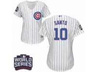 Women Majestic Chicago Cubs #10 Ron Santo Authentic White Home 2016 World Series Bound Cool Base MLB Jersey