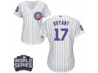 Women Majestic Chicago Cubs #17 Kris Bryant Authentic White Home 2016 World Series Bound Cool Base MLB Jersey