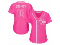 Women Majestic Chicago Cubs #18 Ben Zobrist Pink Fashion MLB Jersey