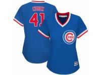Women Majestic Chicago Cubs #41 Steve Cishek Royal Blue Cooperstown MLB Jersey