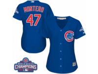 Women Majestic Chicago Cubs #47 Miguel Montero Authentic Royal Blue Alternate 2016 World Series Champions Cool Base MLB Jersey