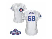 Women Majestic Chicago Cubs #68 Jorge Soler Authentic White Home 2016 World Series Champions Cool Base MLB Jersey