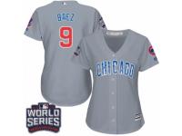 Women Majestic Chicago Cubs #9 Javier Baez Authentic Grey Road 2016 World Series Bound Cool Base MLB Jersey