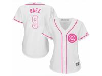 Women Majestic Chicago Cubs #9 Javier Baez White Fashion MLB Jersey